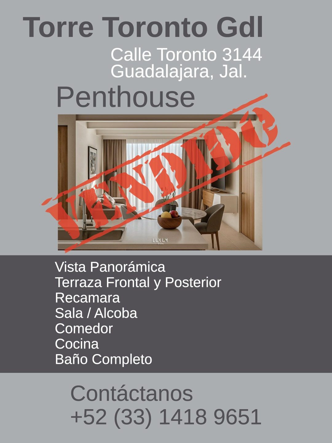 PENT-HOUSE EN PREVENTA TORRE TORONTO GDL